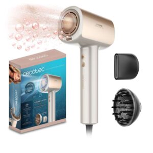 Secador de Pelo Cecotec DryGlam Nano Plasma Champagne Potencia de 110,000 RPM y 1600W