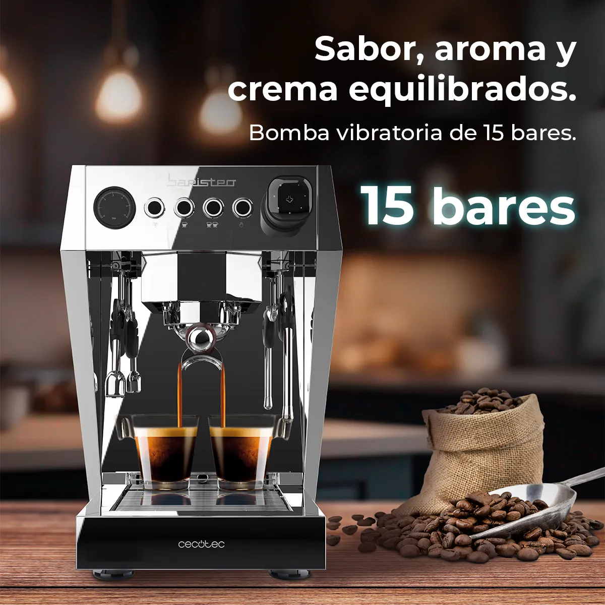 Cafetera Profesional con Pre-infusión Ajustable de 15 Bares Cecotec Baristeo Brava - Imagen 4
