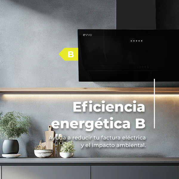 Campana Extractora Decorativa Evvo CE40 Cristal Black Clase B - Imagen 2