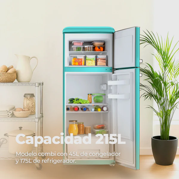 Frigorífico 2 puertas Evvo F45 Retro 215L Azul - Imagen 3