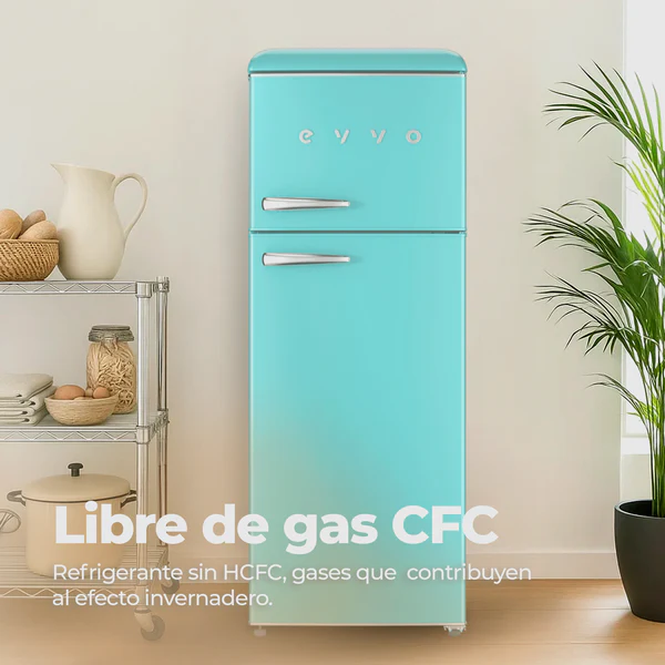 Frigorífico 2 puertas Evvo F45 Retro 215L Azul - Imagen 2