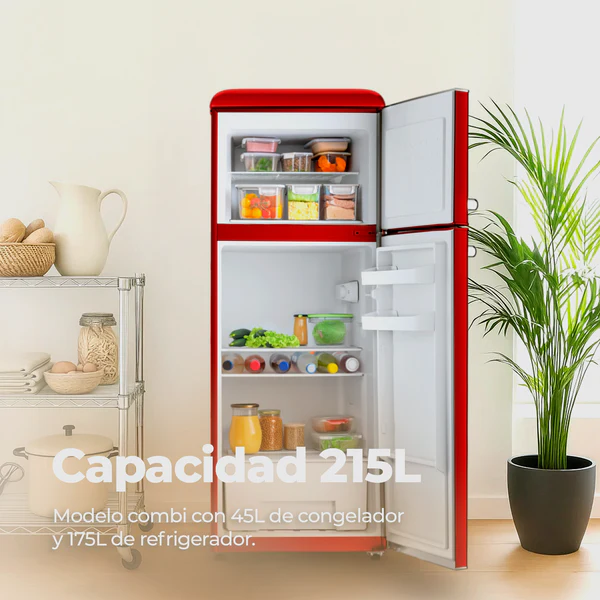 Frigorífico 2 puertas Evvo F45 Retro 215L Rojo - Imagen 4