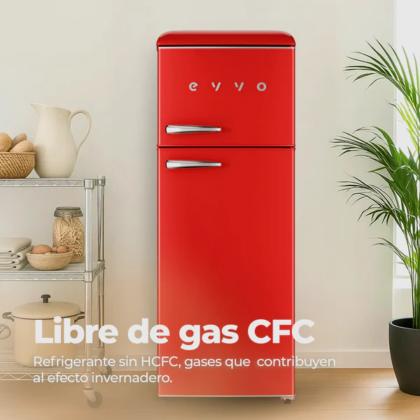 Frigorífico 2 puertas Evvo F45 Retro 215L Rojo - Imagen 3