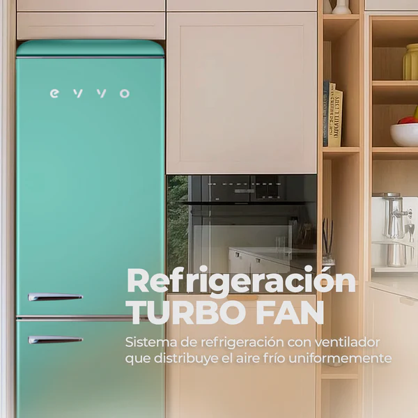 Frigorífico Combi Evvo F55 Retro 300L Verde - Imagen 3