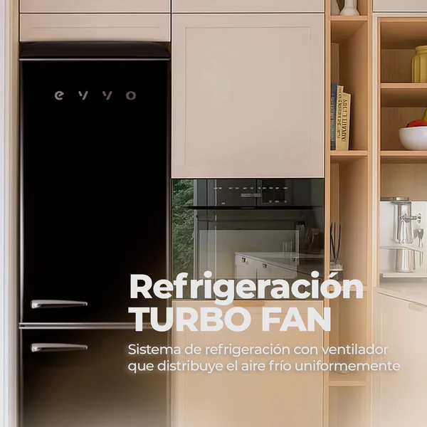 Frigorífico Combi Evvo F55 Retro 300L Negro - Imagen 4