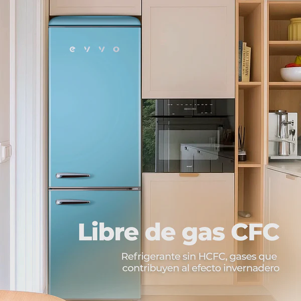 Frigorífico Combi Evvo F55 Retro 300L Azul - Imagen 3