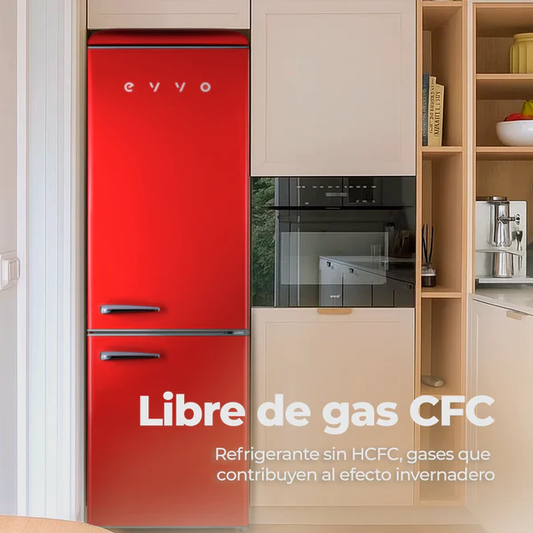 Frigorífico Combi Evvo F55 Retro 300L Rojo - Imagen 3