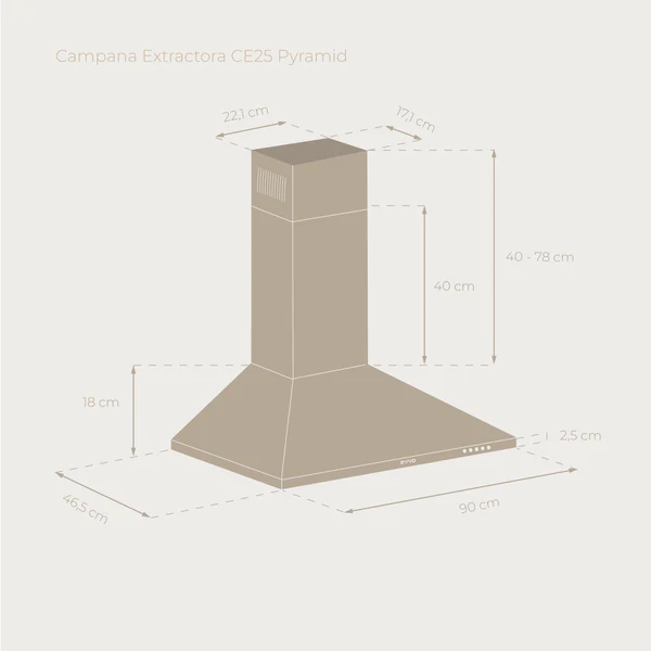 Campana Extractora Evvo CE25 Pyramid - Imagen 4