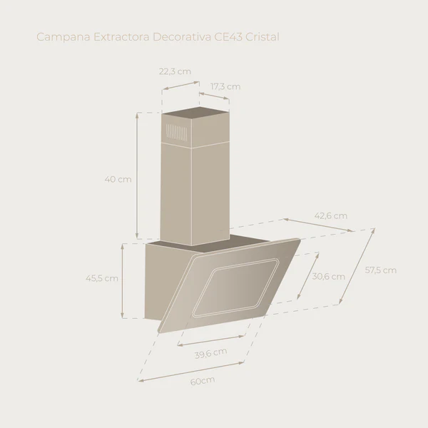 Campana Extractora Decorativa Evvo CE43 Cristal - Imagen 5