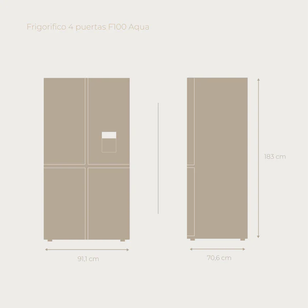Frigorífico 4 puertas Evvo F100X Aqua Inox 560L Clase E - Imagen 6