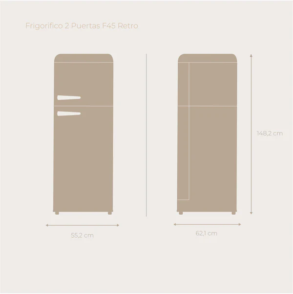 Frigorífico 2 puertas EVVO F45 Retro 215L Beige - Imagen 4
