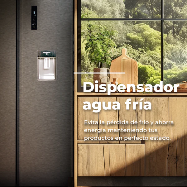 Frigorífico Americano Evvo F90 Aqua Dark Inox 559L Clase D - Imagen 4