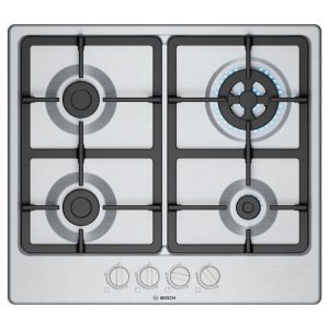 Placa de Gas Acero Bosch PGH6B5K90 4 Zonas 58.2cm Inox 7.8kW
