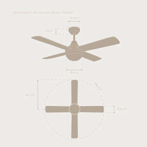 Ventilador de techo Evvo V440 Wood 18W - Imagen 5