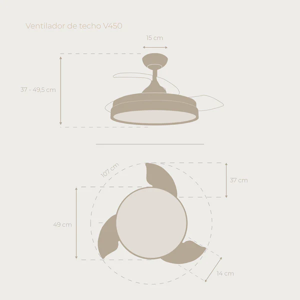 Ventilador de Techo Evvo V450 Invisible Steel 40W - Imagen 3