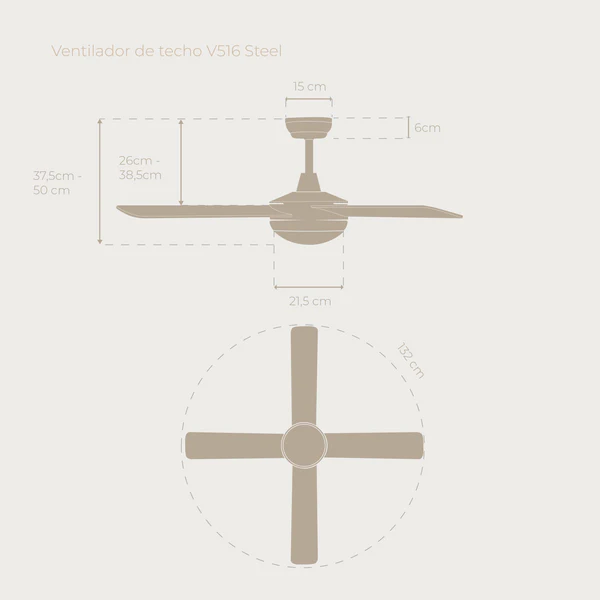 Ventilador de Techo Evvo V516 Steel 18W - Imagen 5