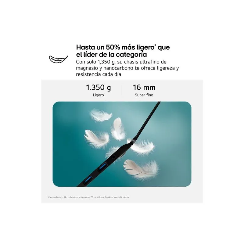 Portátil LG Gram 17Z90S-G.AA78B 17″ Intel Core Ultra 7 16GB 1TB Negro - Imagen 2