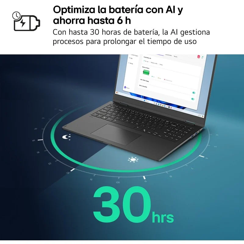 Portátil LG Gram 14ZD90T-G AX88B 14" Intel Core Ultra 7 255H 32GB 1TB Sin Sistema Operativo Negro - Imagen 3