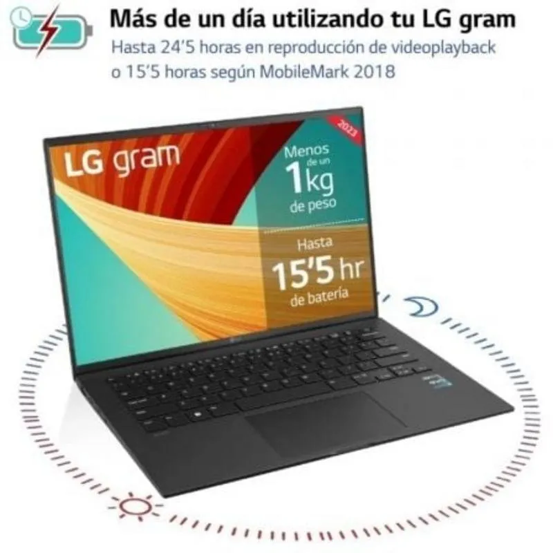 Portátil LG Gram 14Z90R-Q.AP75B 14" Intel Core i7-1370P 32GB 512GB Windows 11 Pro Negro - Imagen 2
