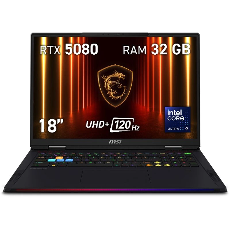 Portátil MSI Raider 18 HX AI A2XWIG-252ES Intel Core Ultra 9 285HX 32GB 1TB SSD 18" Negro