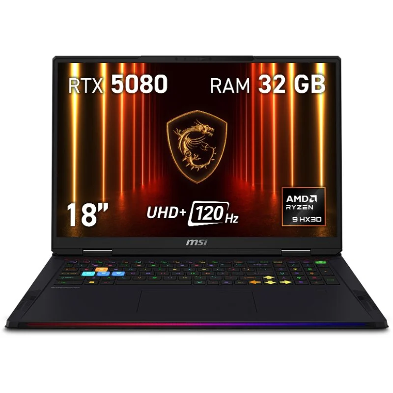 Portátil MSI Raider A18 HX A9WIG-090XES AMD Ryzen 9 9955HX3D 32GB 2TB SSD FreeDOS 18" Negro