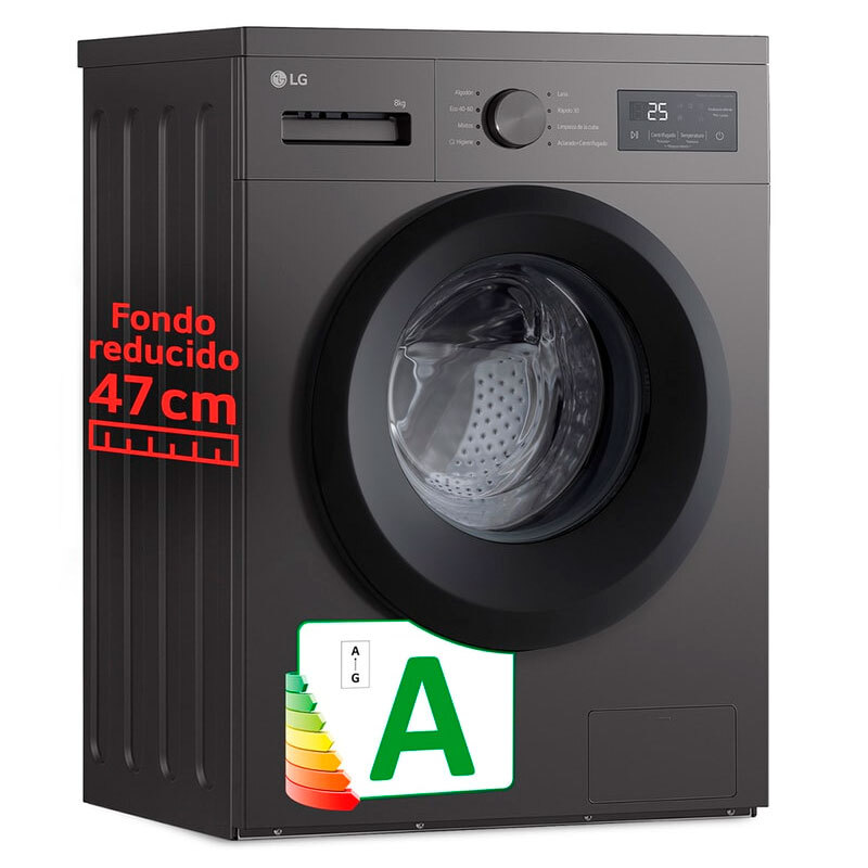 Lavadora LG F4A10S8NDK 8Kg Clase A Negro