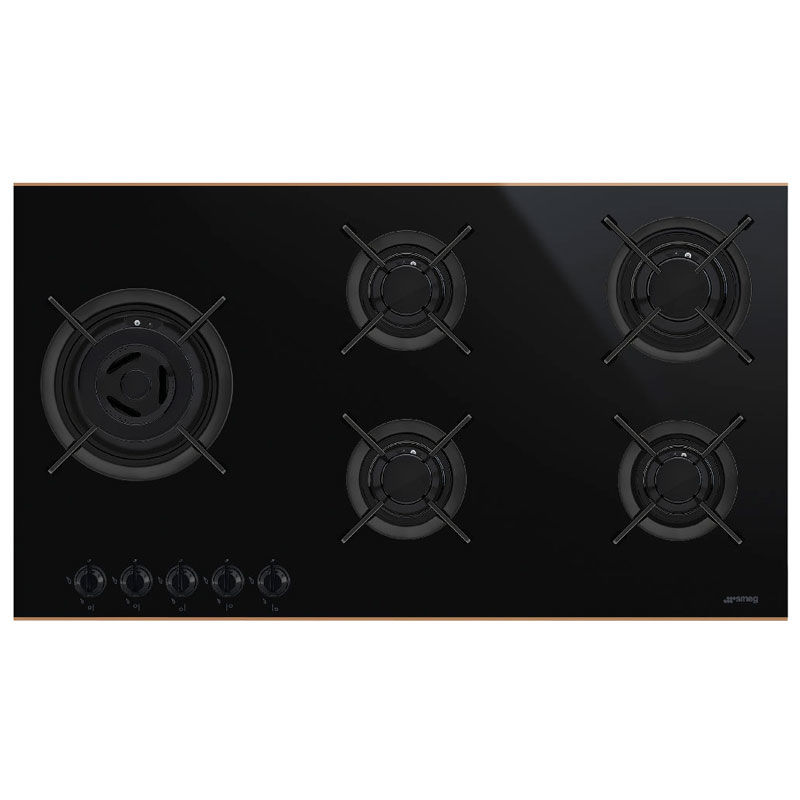 Placa de Cristal Smeg E PV695LCNR 5 Gas 90cm Negro