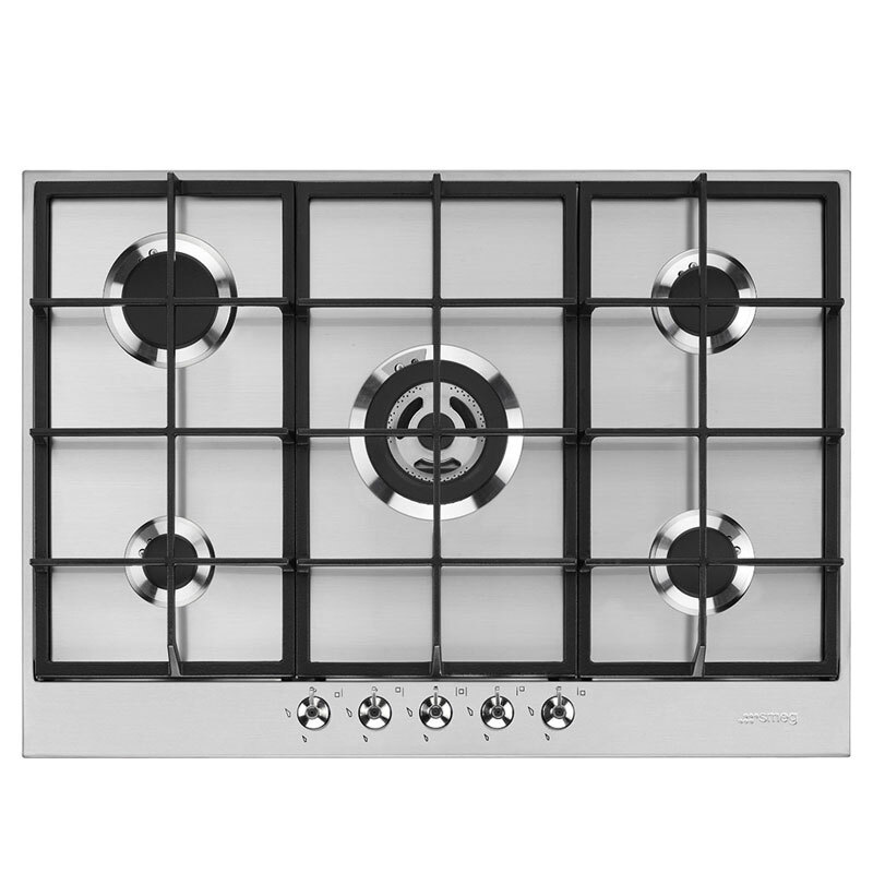 Placa de Gas Smeg E PX375L 5 Zonas 72cm Inox