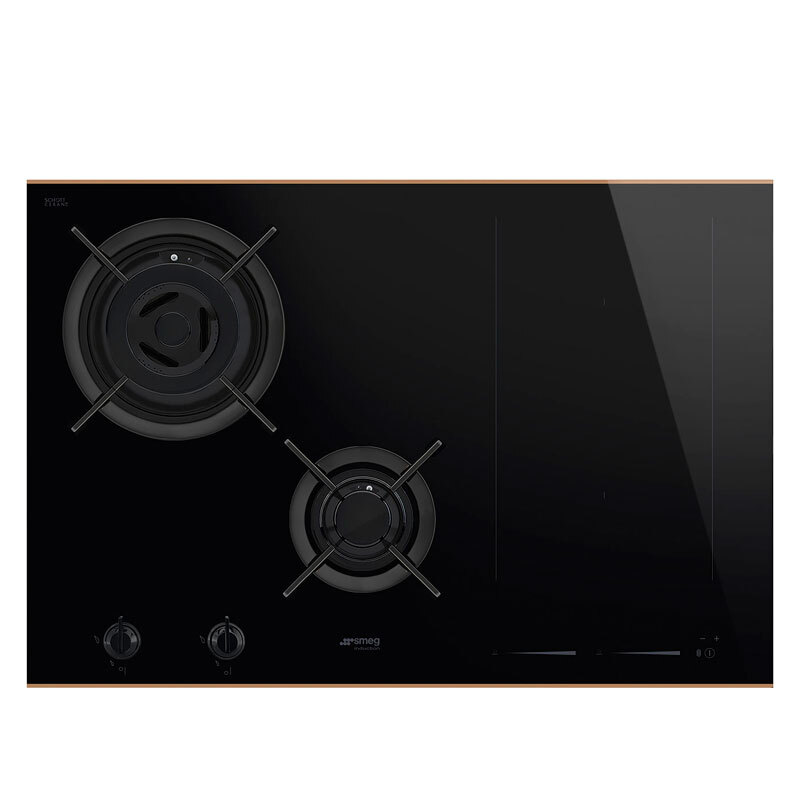 Placa de Induccion Mixta Smeg E PM6643R 2 Zonas + 2 Gas 75cm Negro