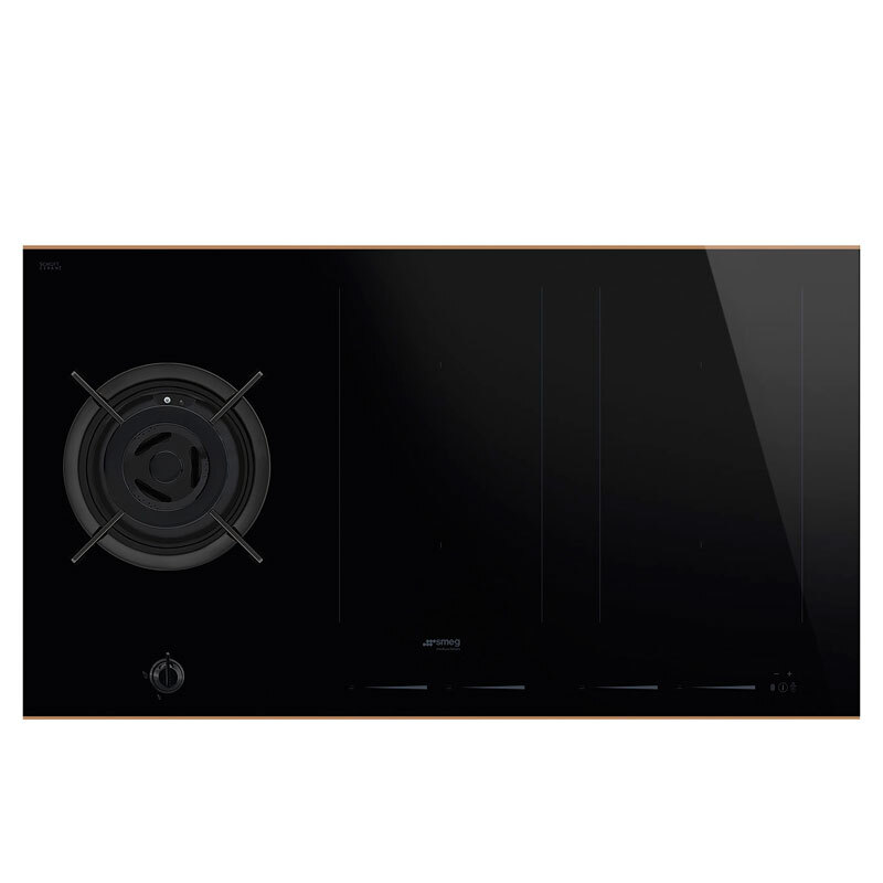 Placa de Induccion Mixta Smeg E PM6954R 4 Zonas +1 Gas 90cm Negro