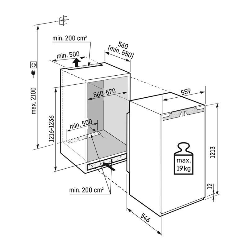 Frigorífico Integrable 1P Liebherr IRc 4121 001 22 121.6cm 187L Clase C - Imagen 2