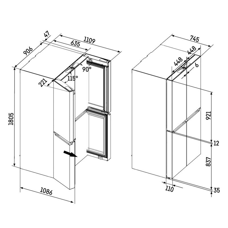 Frigorífico Americano Liebherr MBsddi 9024 001 20 180.5cm 573L Clase D Inox - Imagen 2