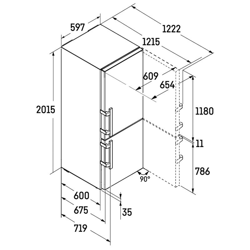 Frigorífico Combi Liebherr CBNbsa 575i SD0 24 201.5cm 362L Clase A-20% Inox - Imagen 2