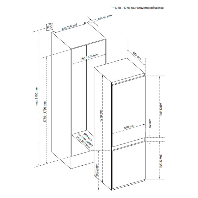 Congelador Integrable De Dietrich DFU1781EN 177cm 196L Clase E - Imagen 2