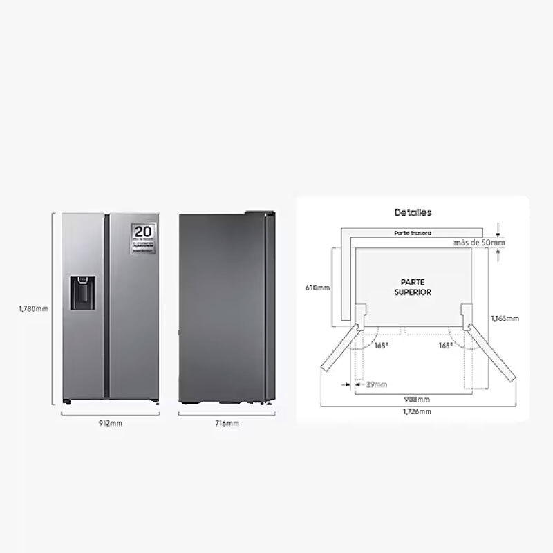 Frigorífico Americano Samsung RF65DG960ESREF 183cm 646L Clase E Inox - Imagen 2