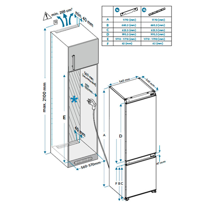 Frigorífico Integrable Combi LG GNM12VWHN 177cm 242L Clase E - Imagen 2