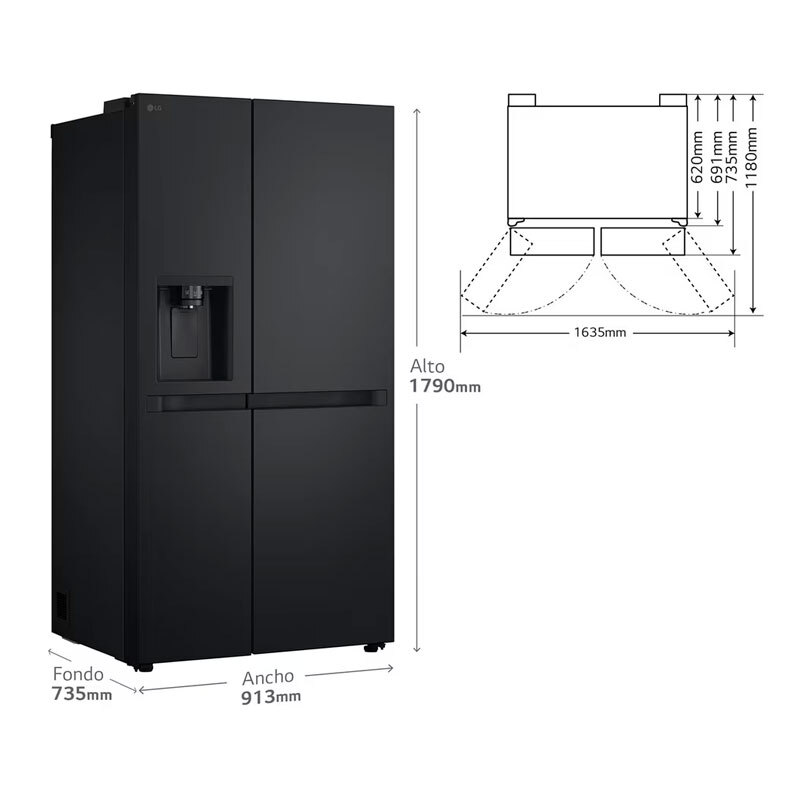 Frigorífico Americano LG GSLC41EPPE 179cm 641L Clase E Negro - Imagen 2