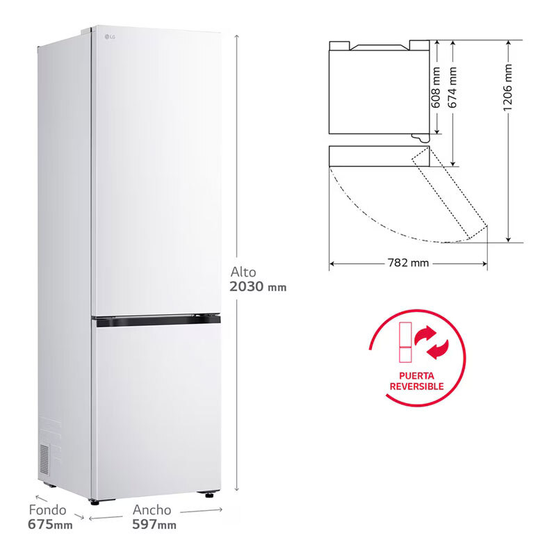 Frigorífico Combi LG GBBS322CSW 203cm 375L Clase C Blanco - Imagen 2