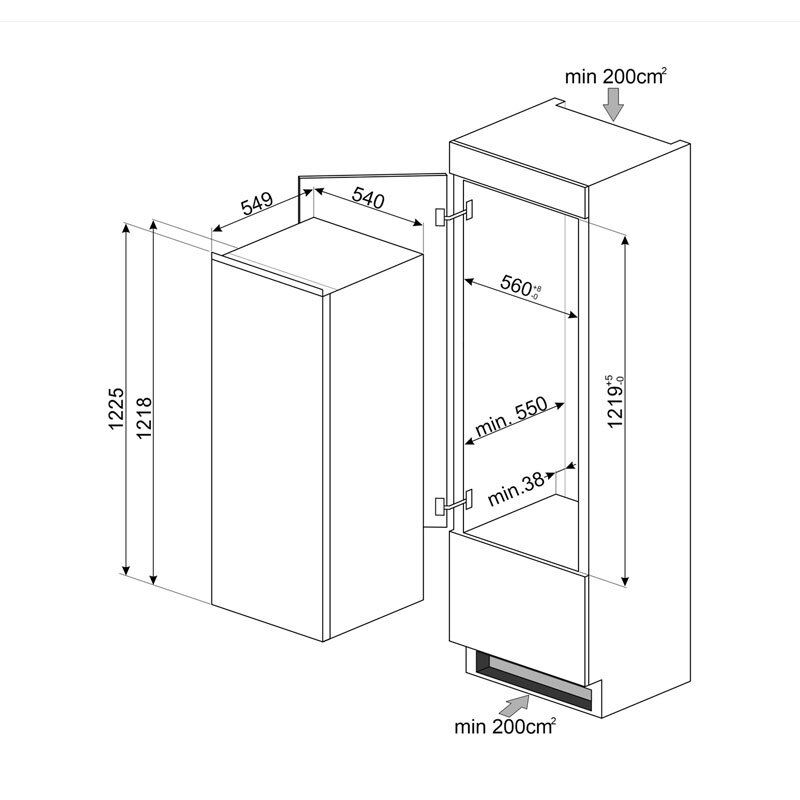 Frigorífico Integrable Cooler Smeg E S4L120E 121.8cm 208L Clase E - Imagen 2