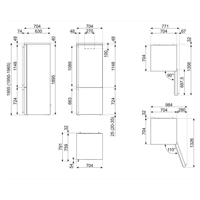 Frigorífico Combi Smeg FA8005RAO6 195cm 481L Clase D Negro - Imagen 2