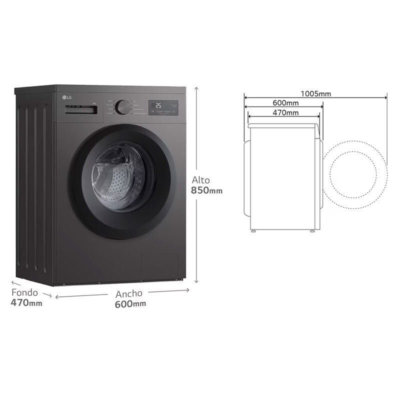 Lavadora LG F4A10S8NDK 8Kg Clase A Negro - Imagen 2