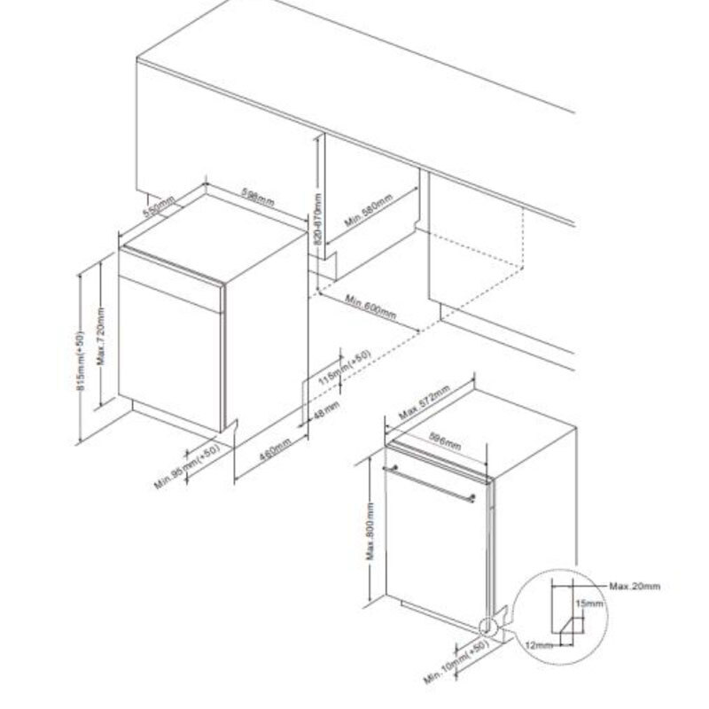 Lavavajillas Integrable Midea MDWEB1403LB-WS 14 Cubiertos 60cm Clase E Gris - Imagen 2
