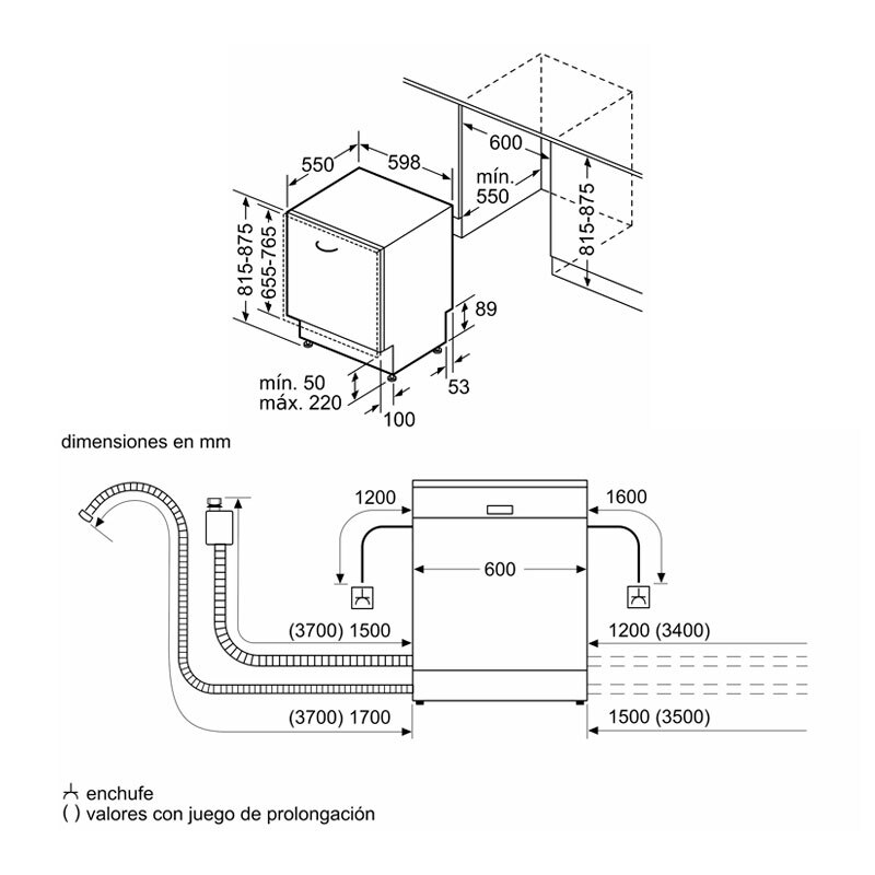 Lavavajillas Integrable Bosch SMH4HVX03E 14 Cubiertos 60cm Clase D Blanco - Imagen 2