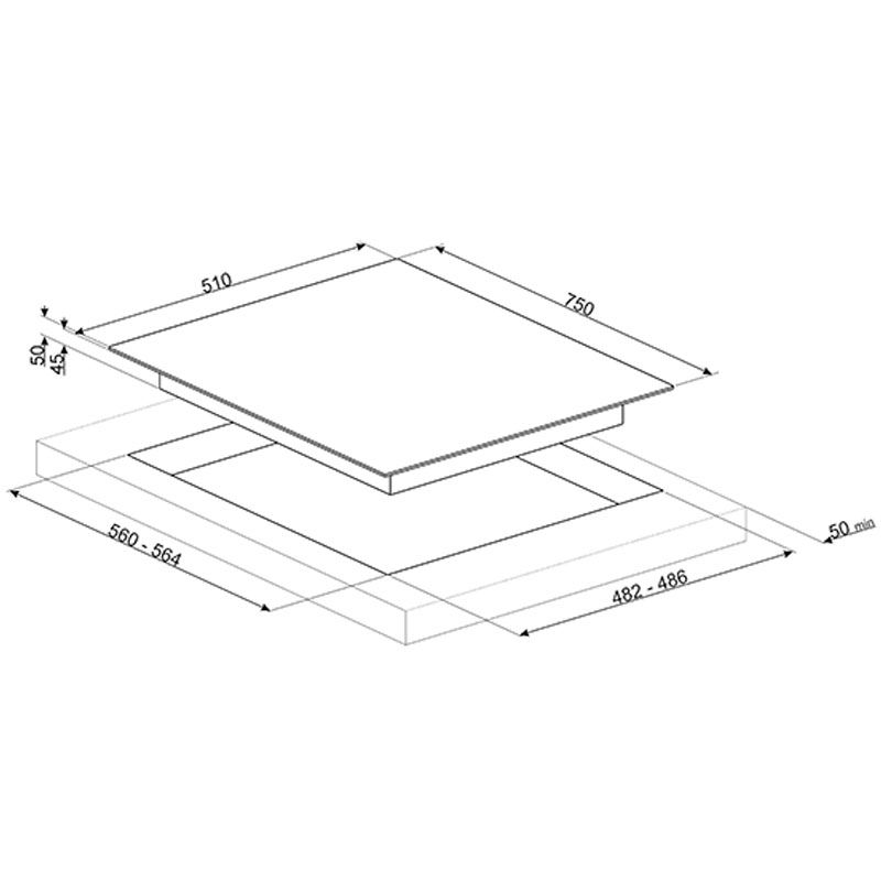 Placa de Cristal Smeg E PV675CNR 5 Gas 75cm Negro - Imagen 2