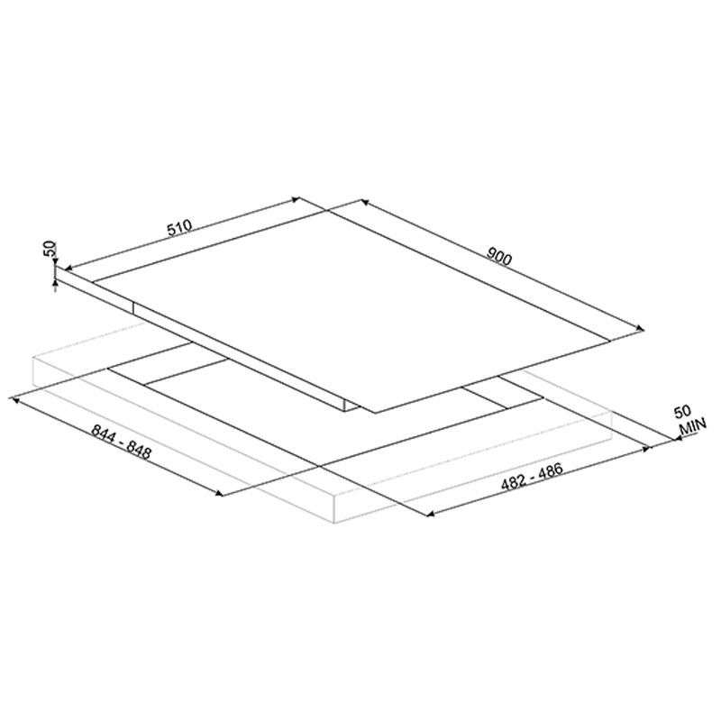 Placa de Cristal Smeg E PV695LCNR 5 Gas 90cm Negro - Imagen 2