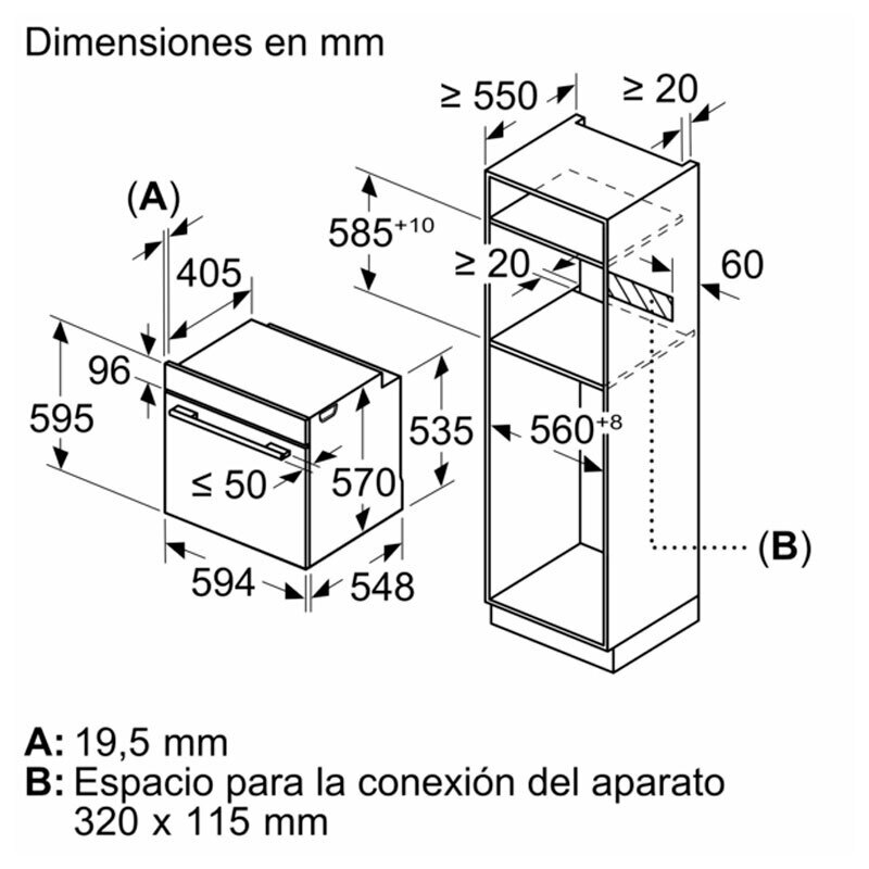 Horno Multifunción Bosch HBA510BR3 71L Clase A Negro - Imagen 2