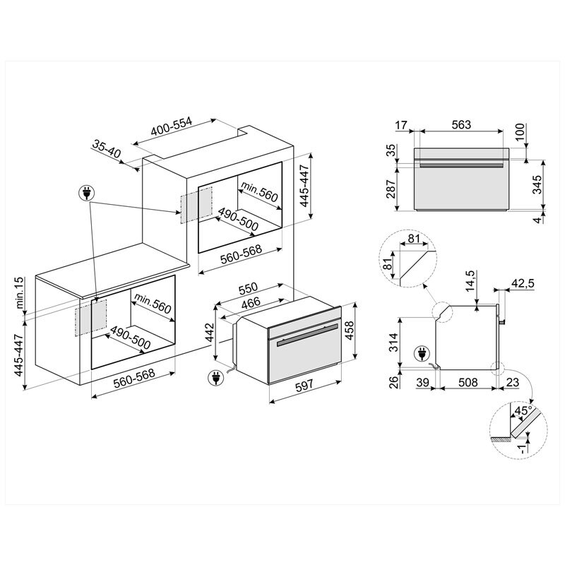 Horno Multifunción Smeg E SO4604M2PNR 40L Clase A Negro - Imagen 2