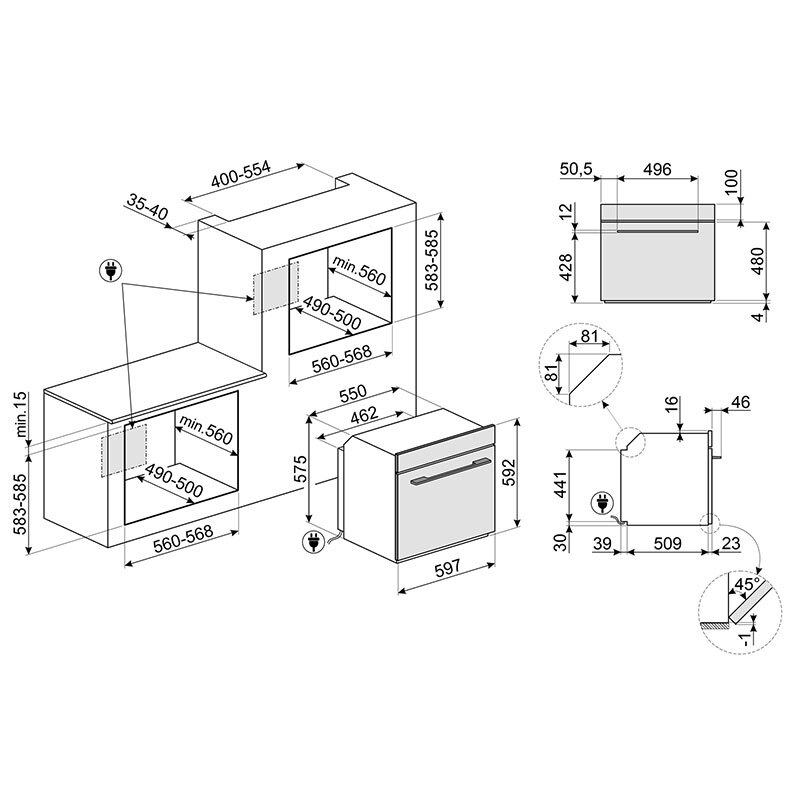 Horno Multifunción Smeg E SO6104APG 68L Negro - Imagen 2