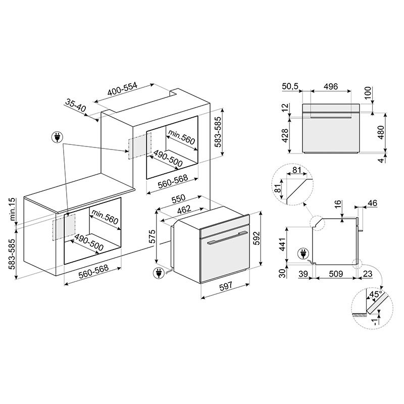 Horno Multifunción Smeg E SOP6104S2PG 68L Clase A Gris - Imagen 2