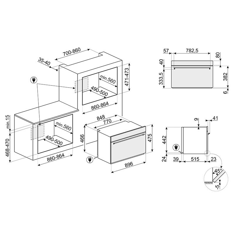 Horno Multifunción Smeg E SFR9300X 85L Clase A Inox - Imagen 2